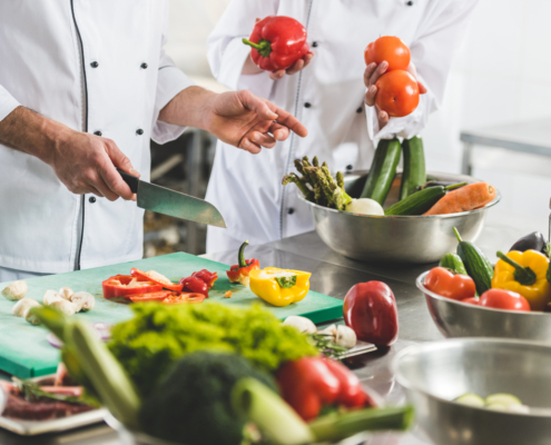 chefs preparing healthy food